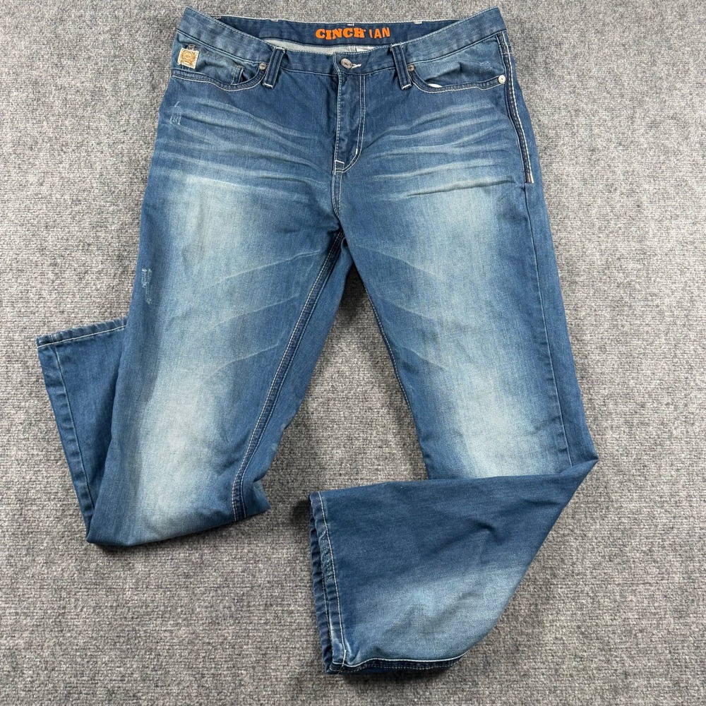 Cinch Ian Jeans Mens 36x30 Blue Medium Wash Slim Straight Western MB71536001